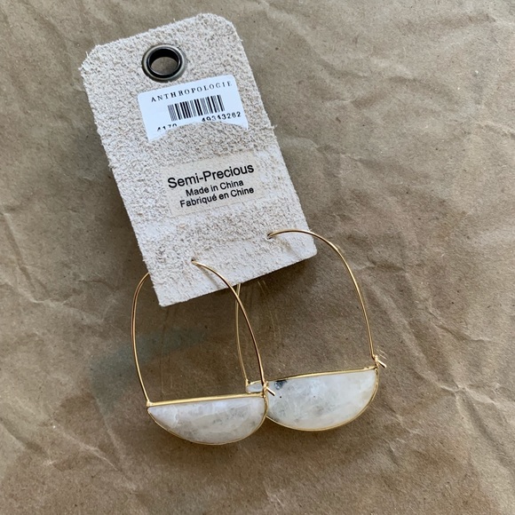 NWT Anthropologie • Precious Glass Crescent Hoops - Picture 3 of 7